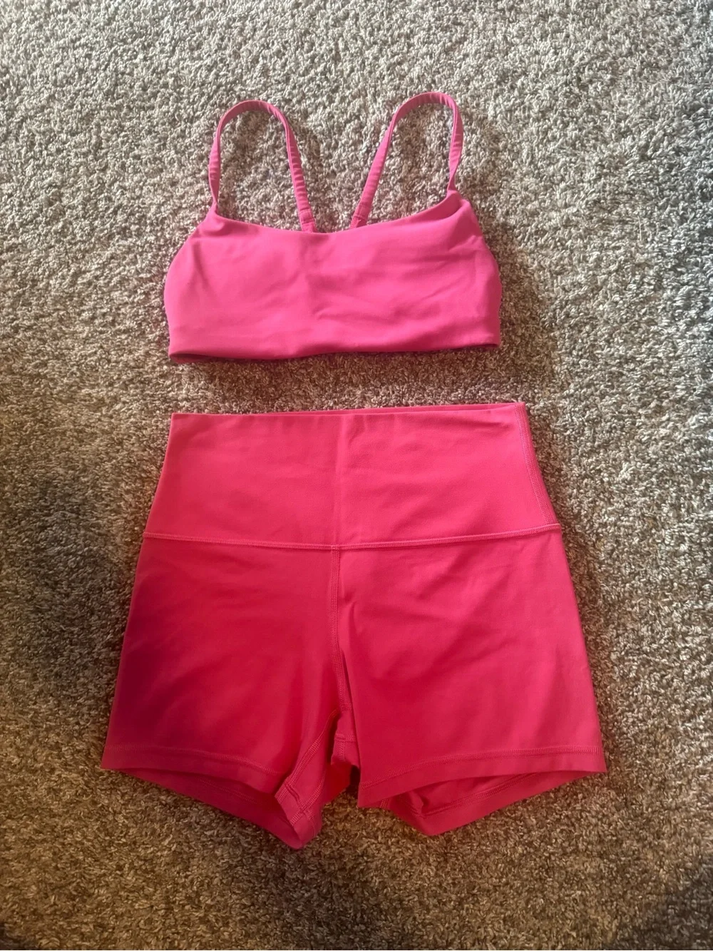 Lululemon Hot Pink Bra & High-Waist Bike Shorts Set